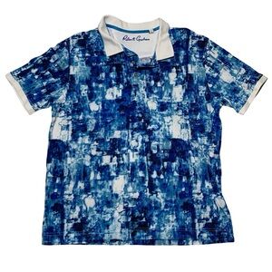 Robert Graham Polo Shirt Blue Abstract Godino Golf Shirt Mens L
